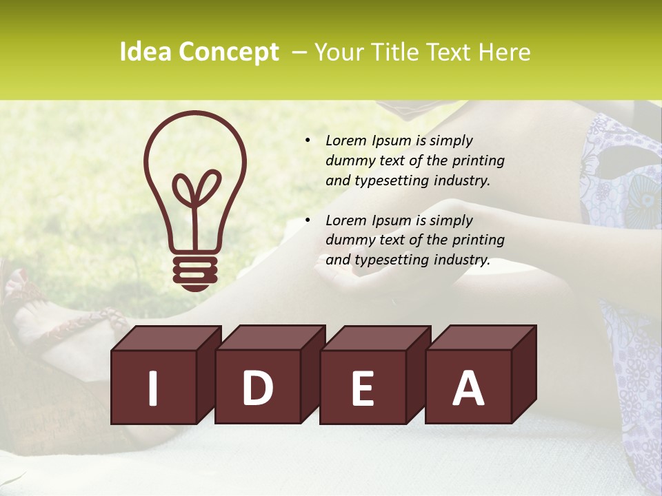 A Woman Is Sitting On The Grass With Her Foot On The Ground PowerPoint Template