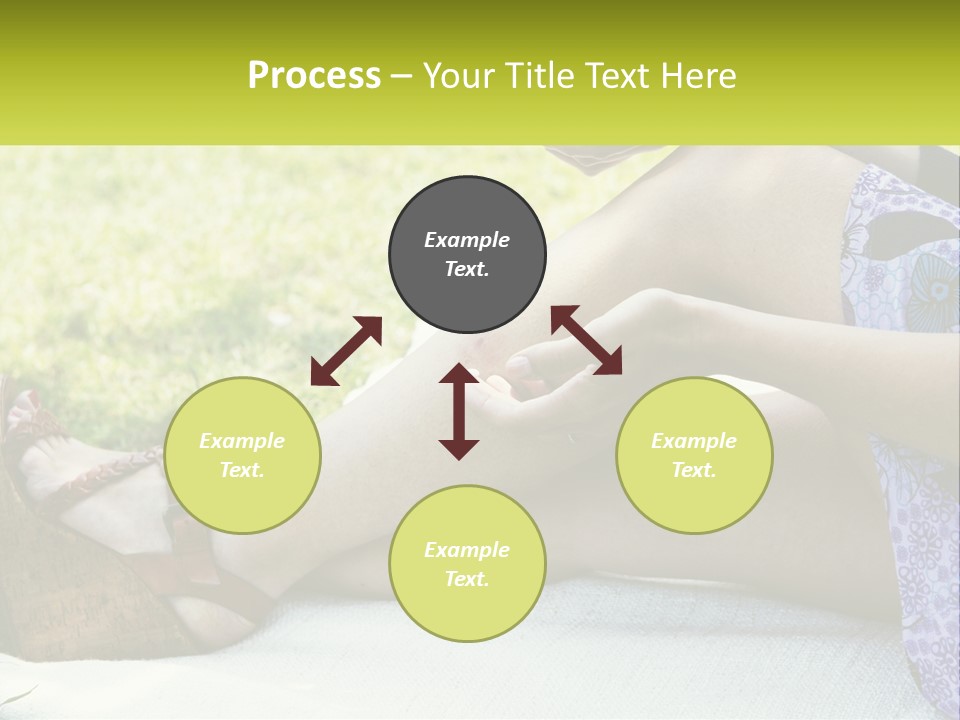 A Woman Is Sitting On The Grass With Her Foot On The Ground PowerPoint Template