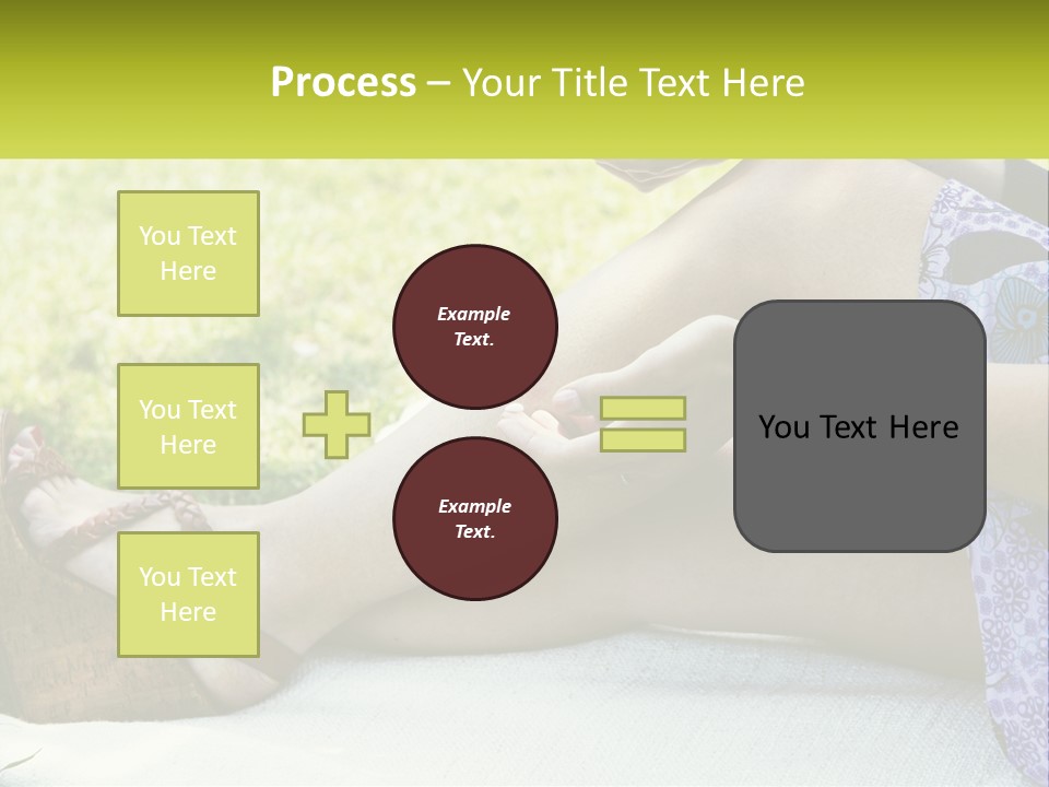 A Woman Is Sitting On The Grass With Her Foot On The Ground PowerPoint Template