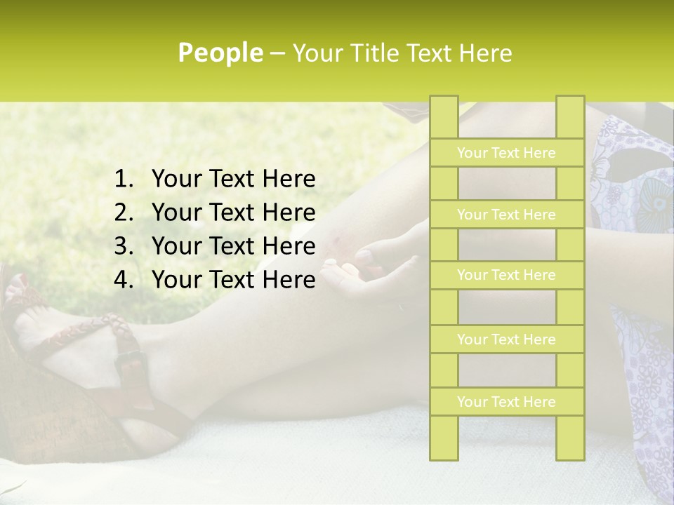 A Woman Is Sitting On The Grass With Her Foot On The Ground PowerPoint Template