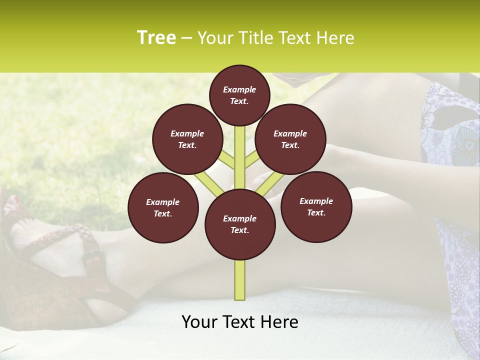 A Woman Is Sitting On The Grass With Her Foot On The Ground PowerPoint Template