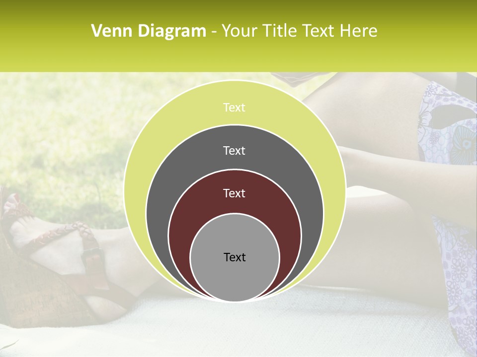 A Woman Is Sitting On The Grass With Her Foot On The Ground PowerPoint Template