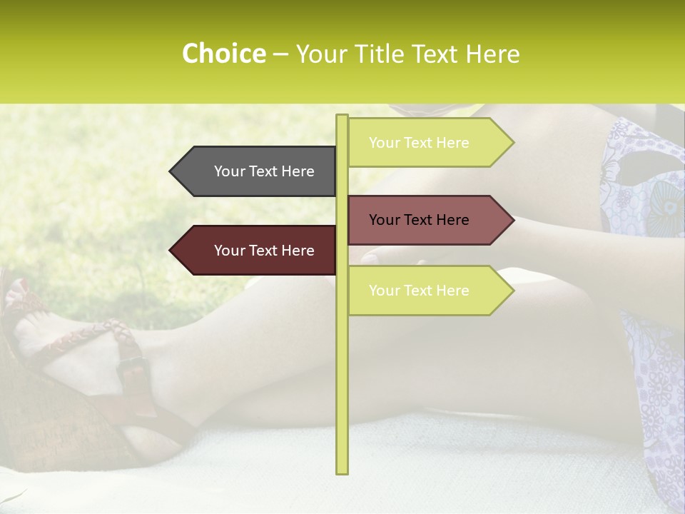 A Woman Is Sitting On The Grass With Her Foot On The Ground PowerPoint Template