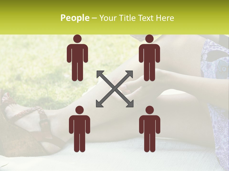 A Woman Is Sitting On The Grass With Her Foot On The Ground PowerPoint Template