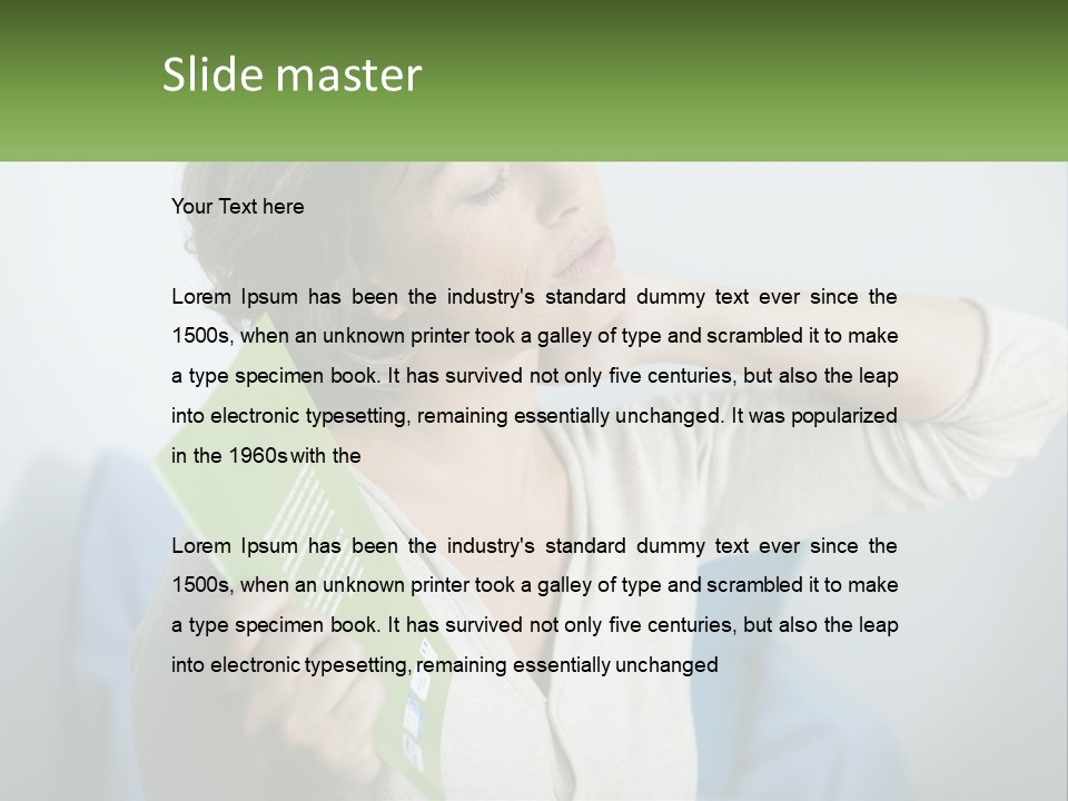 A Woman Holding A Green Folder In Her Hand PowerPoint Template