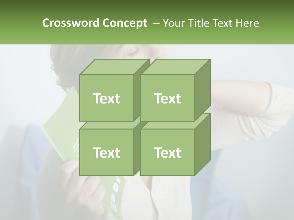 A Woman Holding A Green Folder In Her Hand PowerPoint Template