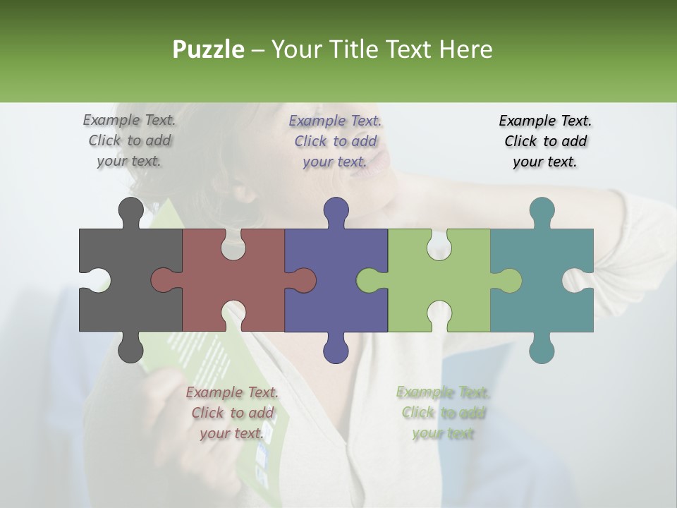 A Woman Holding A Green Folder In Her Hand PowerPoint Template