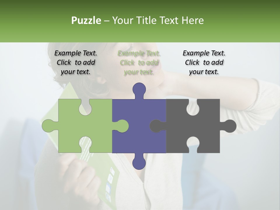 A Woman Holding A Green Folder In Her Hand PowerPoint Template