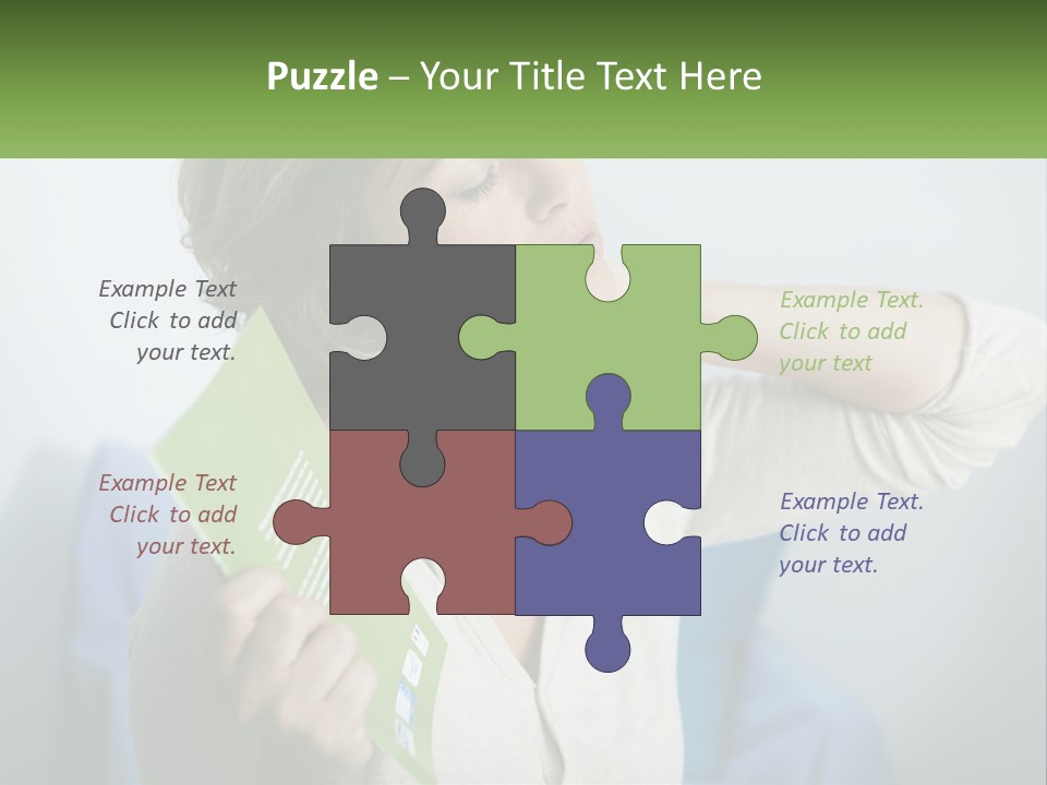 A Woman Holding A Green Folder In Her Hand PowerPoint Template