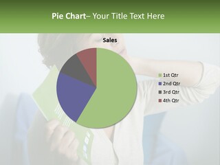 A Woman Holding A Green Folder In Her Hand PowerPoint Template