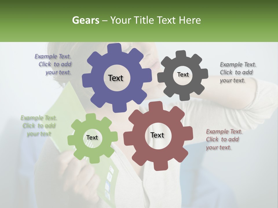 A Woman Holding A Green Folder In Her Hand PowerPoint Template