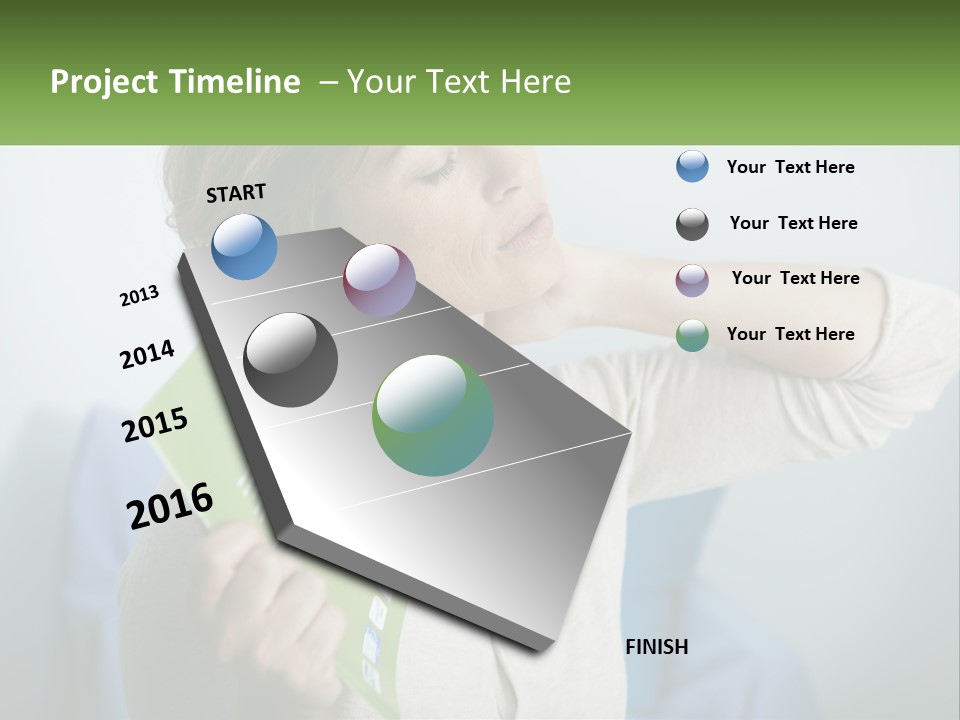 A Woman Holding A Green Folder In Her Hand PowerPoint Template