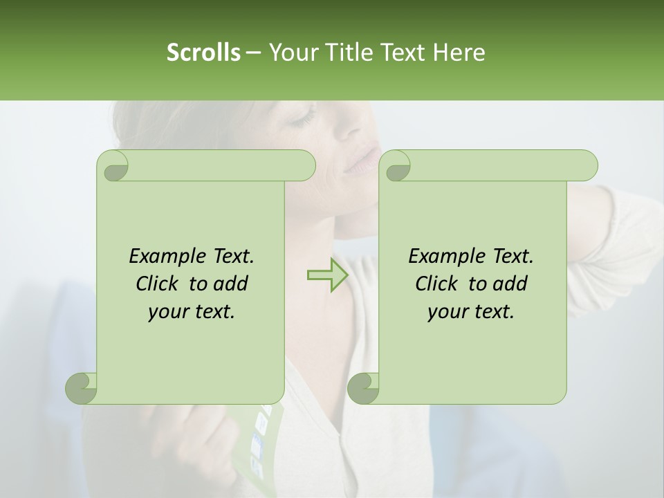 A Woman Holding A Green Folder In Her Hand PowerPoint Template