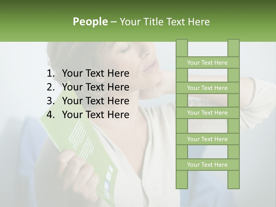 A Woman Holding A Green Folder In Her Hand PowerPoint Template