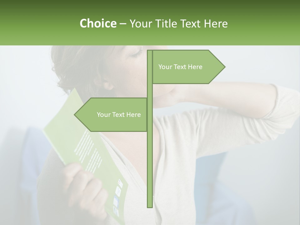 A Woman Holding A Green Folder In Her Hand PowerPoint Template