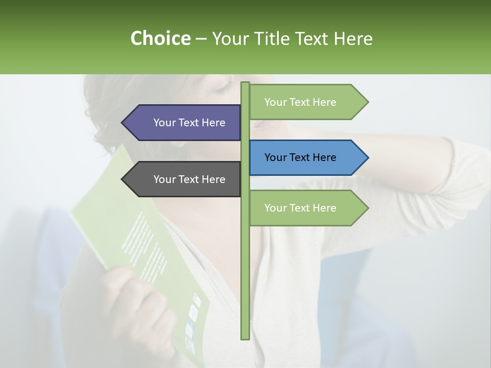A Woman Holding A Green Folder In Her Hand PowerPoint Template