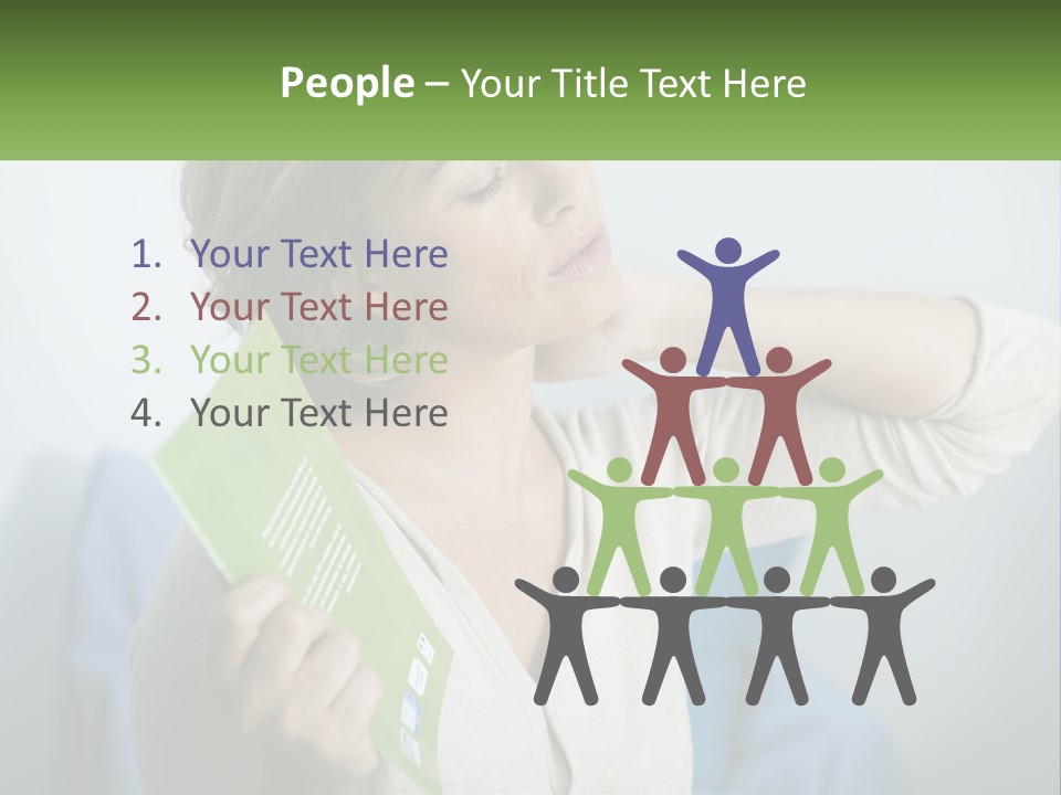 A Woman Holding A Green Folder In Her Hand PowerPoint Template