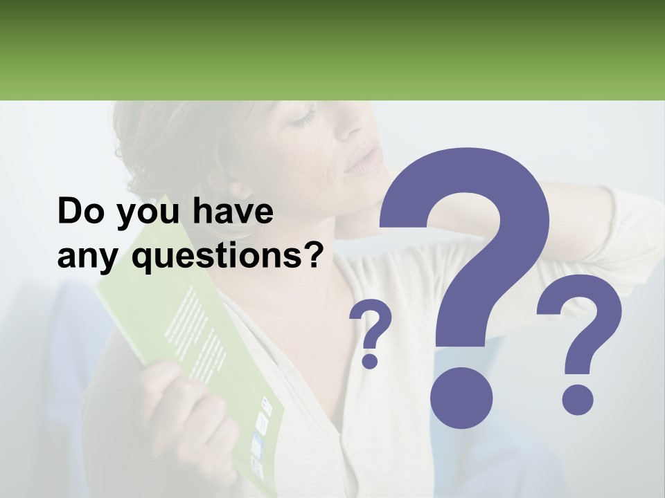 A Woman Holding A Green Folder In Her Hand PowerPoint Template