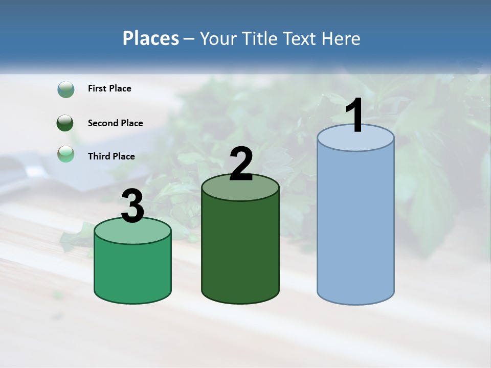 A Bunch Of Green Leaves On A Cutting Board With A Knife PowerPoint Template