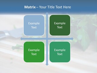 A Bunch Of Green Leaves On A Cutting Board With A Knife PowerPoint Template
