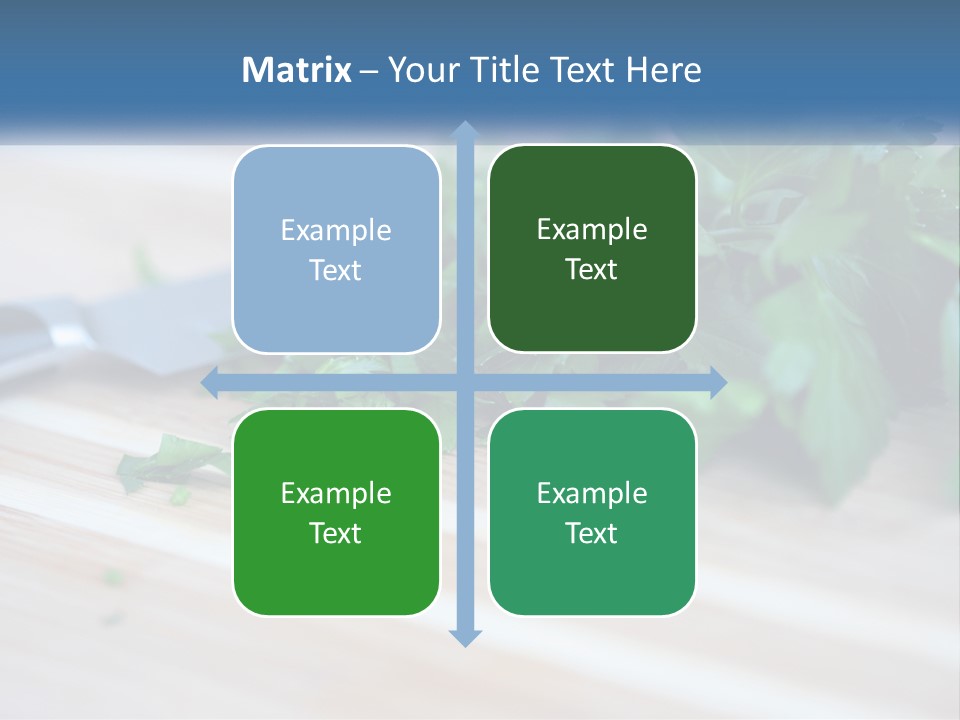 A Bunch Of Green Leaves On A Cutting Board With A Knife PowerPoint Template