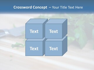 A Bunch Of Green Leaves On A Cutting Board With A Knife PowerPoint Template