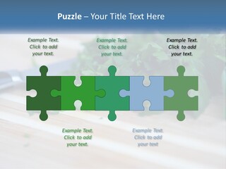 A Bunch Of Green Leaves On A Cutting Board With A Knife PowerPoint Template