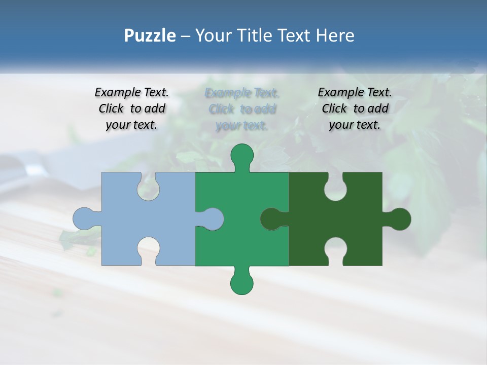 A Bunch Of Green Leaves On A Cutting Board With A Knife PowerPoint Template