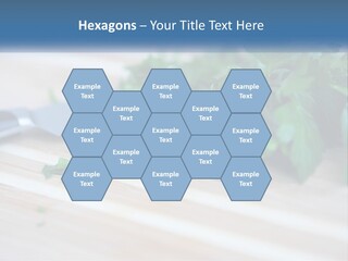 A Bunch Of Green Leaves On A Cutting Board With A Knife PowerPoint Template