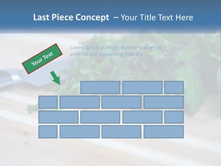 A Bunch Of Green Leaves On A Cutting Board With A Knife PowerPoint Template