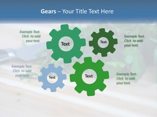 A Bunch Of Green Leaves On A Cutting Board With A Knife PowerPoint Template