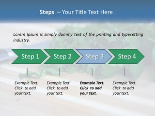 A Bunch Of Green Leaves On A Cutting Board With A Knife PowerPoint Template