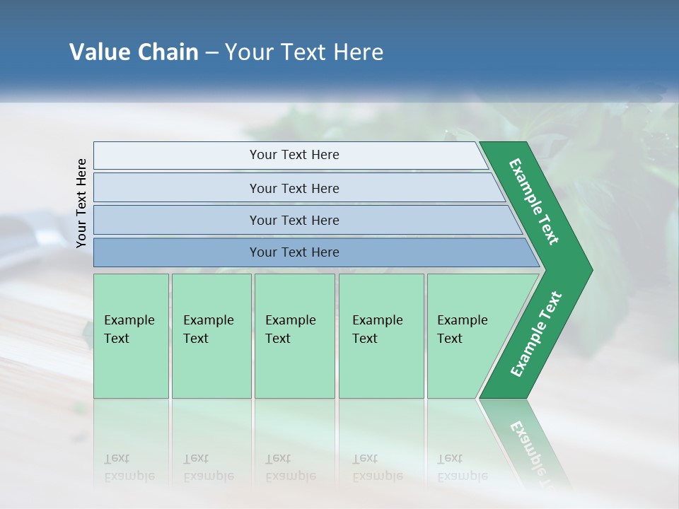 A Bunch Of Green Leaves On A Cutting Board With A Knife PowerPoint Template