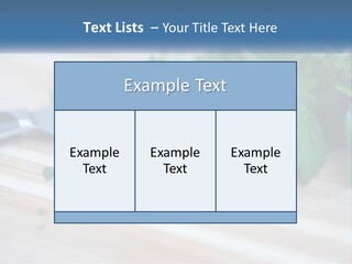 A Bunch Of Green Leaves On A Cutting Board With A Knife PowerPoint Template