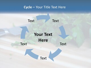 A Bunch Of Green Leaves On A Cutting Board With A Knife PowerPoint Template
