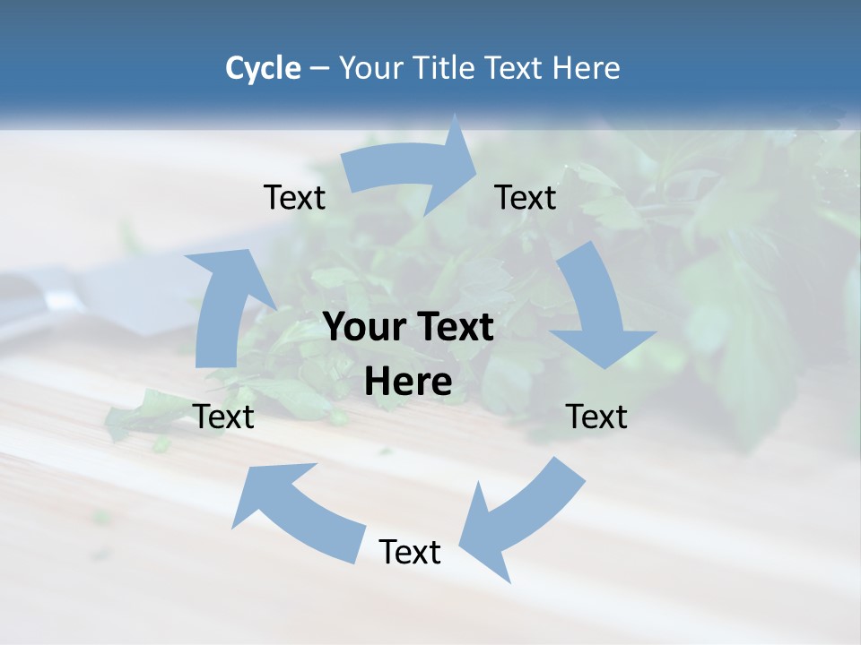 A Bunch Of Green Leaves On A Cutting Board With A Knife PowerPoint Template