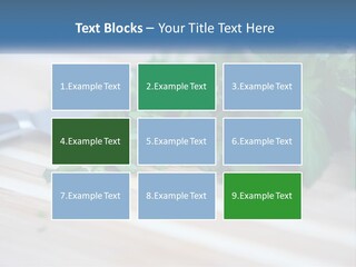 A Bunch Of Green Leaves On A Cutting Board With A Knife PowerPoint Template