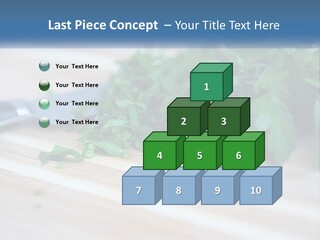 A Bunch Of Green Leaves On A Cutting Board With A Knife PowerPoint Template