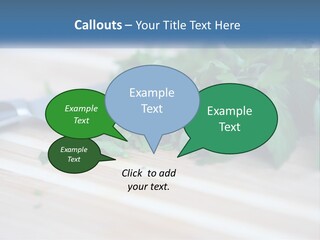 A Bunch Of Green Leaves On A Cutting Board With A Knife PowerPoint Template