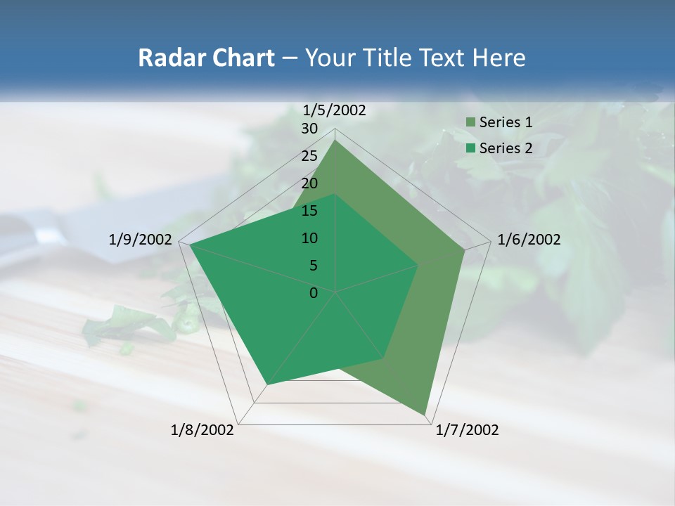 A Bunch Of Green Leaves On A Cutting Board With A Knife PowerPoint Template