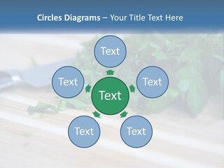 A Bunch Of Green Leaves On A Cutting Board With A Knife PowerPoint Template