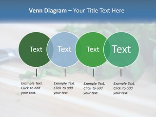 A Bunch Of Green Leaves On A Cutting Board With A Knife PowerPoint Template