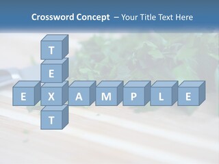 A Bunch Of Green Leaves On A Cutting Board With A Knife PowerPoint Template