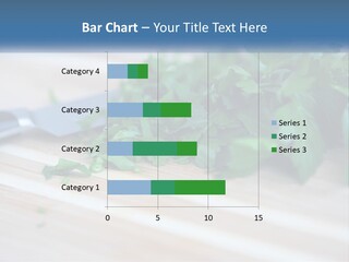 A Bunch Of Green Leaves On A Cutting Board With A Knife PowerPoint Template