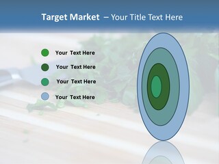 A Bunch Of Green Leaves On A Cutting Board With A Knife PowerPoint Template