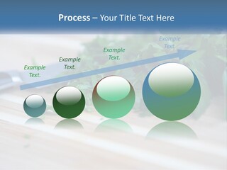 A Bunch Of Green Leaves On A Cutting Board With A Knife PowerPoint Template