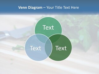 A Bunch Of Green Leaves On A Cutting Board With A Knife PowerPoint Template