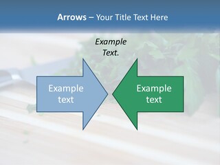 A Bunch Of Green Leaves On A Cutting Board With A Knife PowerPoint Template