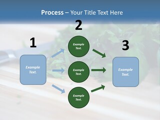 A Bunch Of Green Leaves On A Cutting Board With A Knife PowerPoint Template