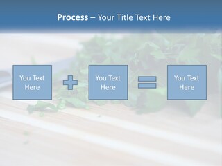 A Bunch Of Green Leaves On A Cutting Board With A Knife PowerPoint Template